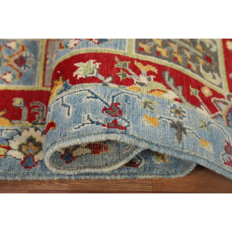 Garden Design Kazak Accent Rug Hand-Knotted Blue Wool Carpet - 4'0" x 5'10"