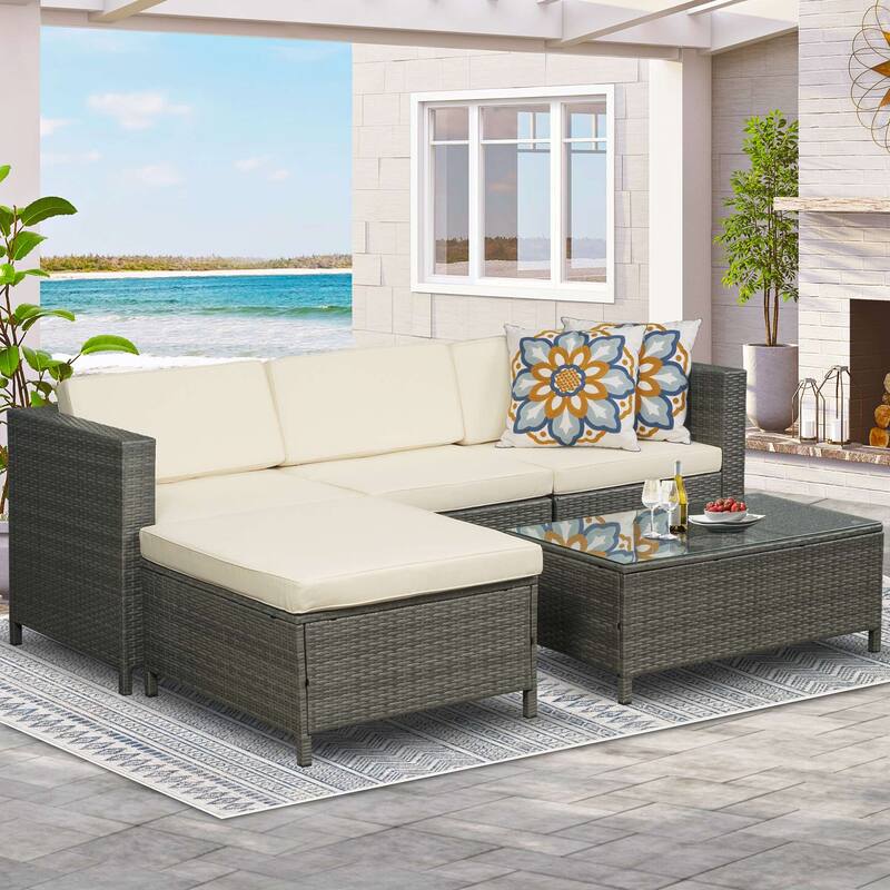 Royalcraft 5 Piece PE Rattan Wicker Sectional Sets