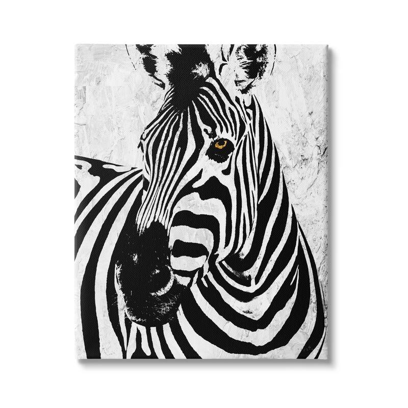 Stupell Modern Zebra Portrait Striped Pattern Safari Animal Canvas Wall Art - White - 24 x 30