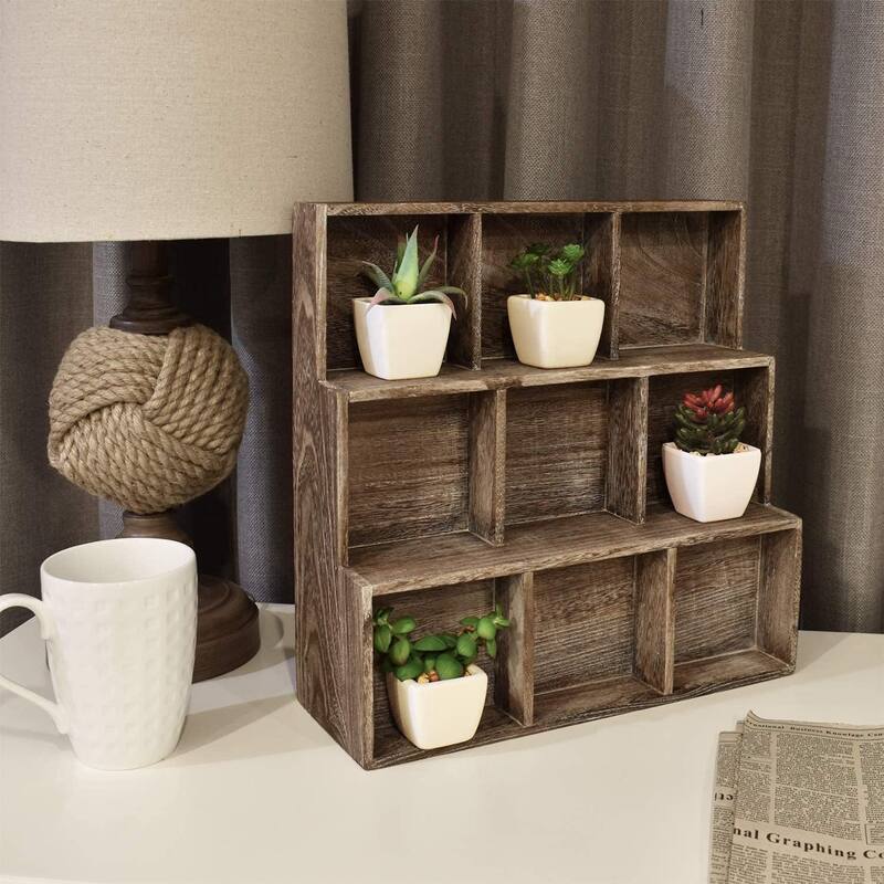Wooden Multi-Slot Shelf Display-Stylish Wood Organizer Stand