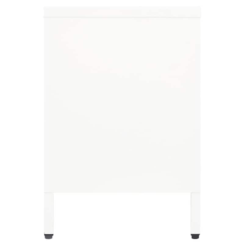 vidaXL TV Cabinet White 41.3"x13.7"x20.4" Steel and Glass - 41.3" x 13.7" x 20.4" - 41.3" x 13.7" x 20.4"
