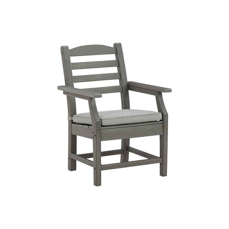 Signature Design by Ashley Visola Gray Outdoor Poly All Weather Arm Chair with Cushion, Set of 2 - 24"W x 25"D x 37"H