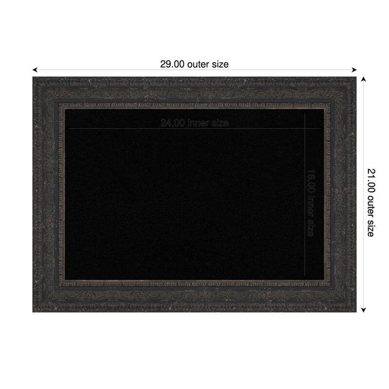 Attic Aged Black Wood Framed Cork Board - Bulletin Board, Organization Board, Pin Board - Black - 29 x 21 in