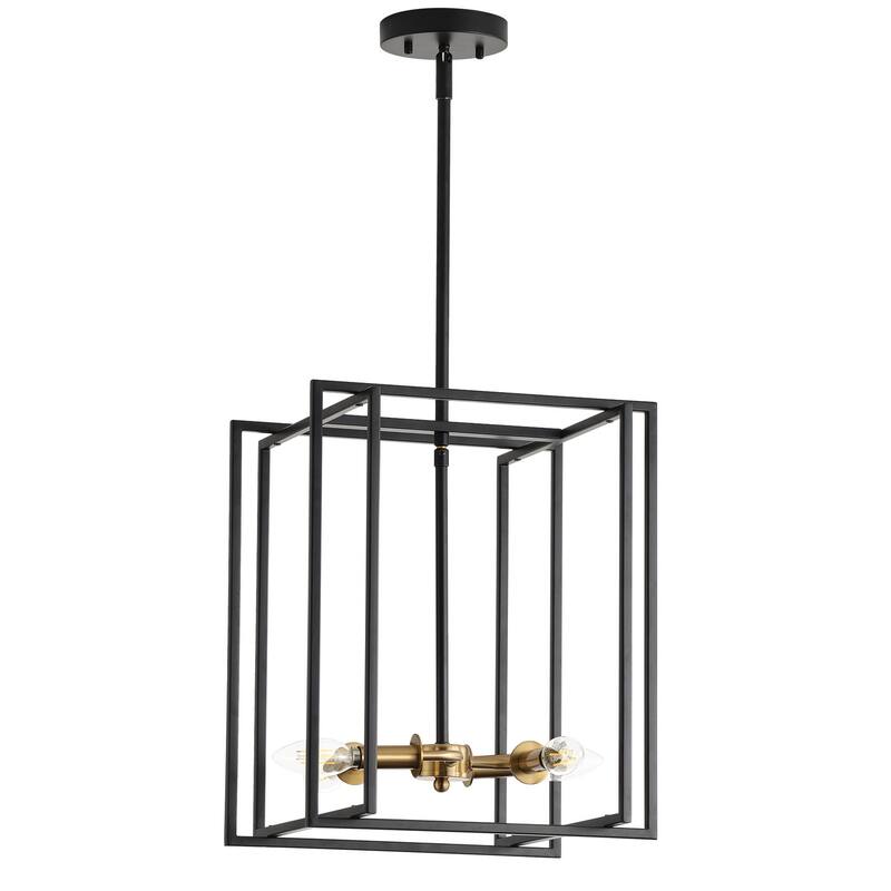 Industrial Matte Black 4-Light Metal Frame Candle Style Chandelier