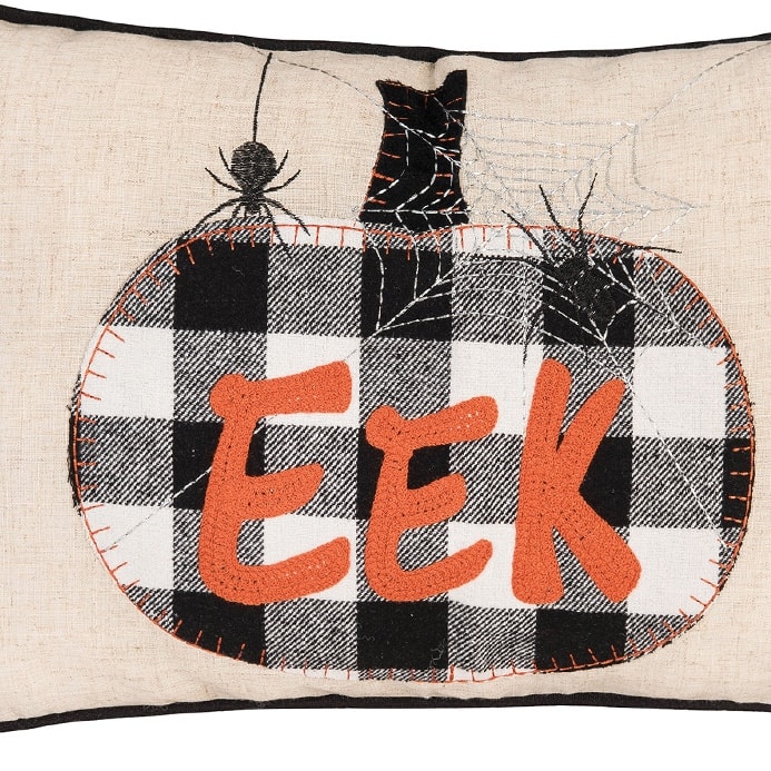 14" x 22" Franklin Black Eek Chain Stitch Halloween Throw Pillow