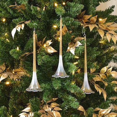 9.5" Glass Petunia Drop Ornament Set of 3