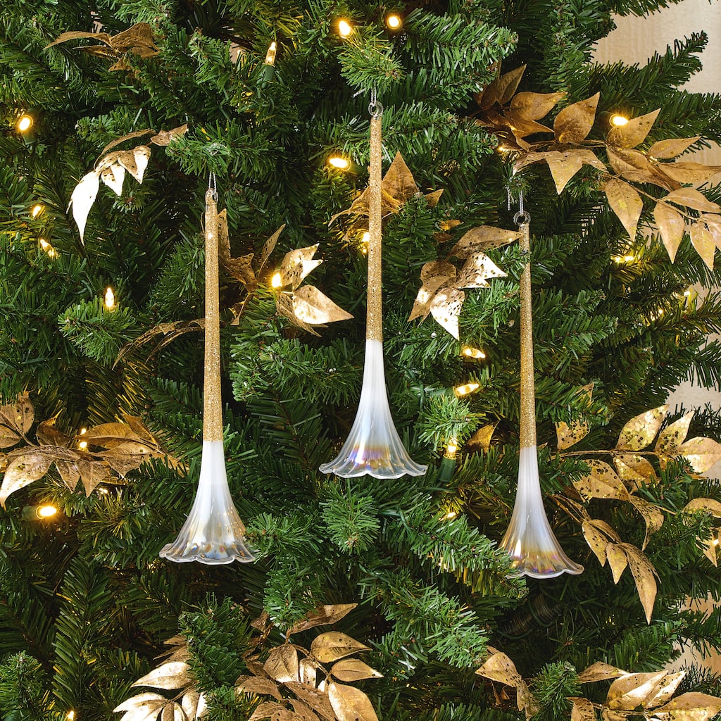9.5" Glass Petunia Drop Ornament Set of 3