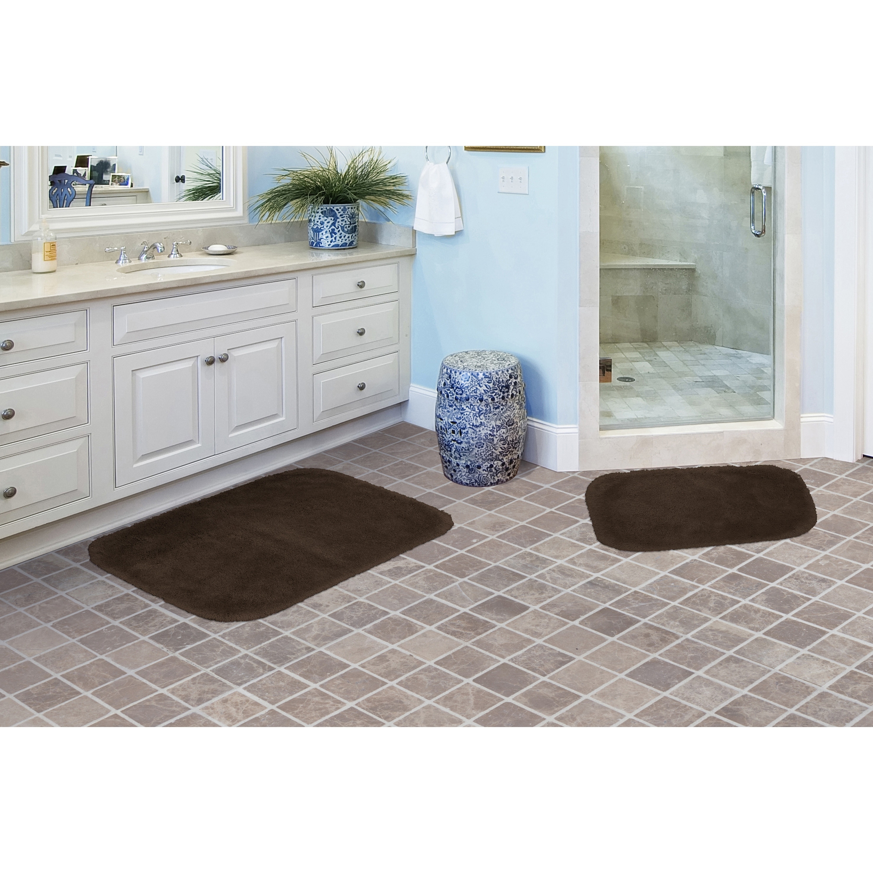 Mohawk Home Pure perfection 17-in x 24-in Turquoise Nylon Bath Rug in the Bathroom  Rugs & Mats department at