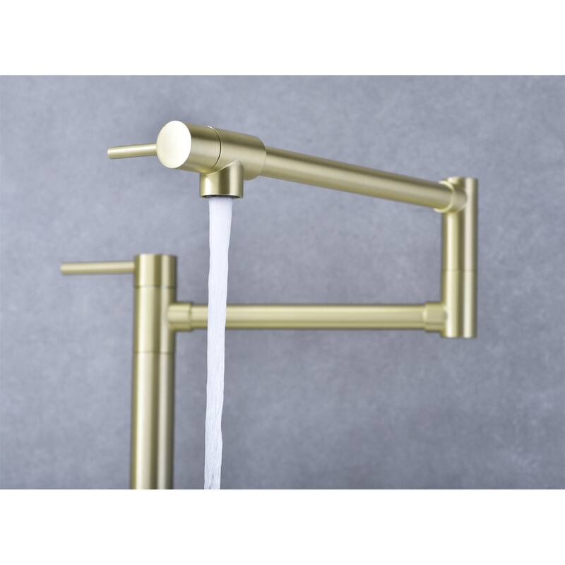 Kitchen Pot Filler Faucet Deck Mounted Double Joints Free Rotating Modern Retractable Commercial Single Hole Kitchen Faucet