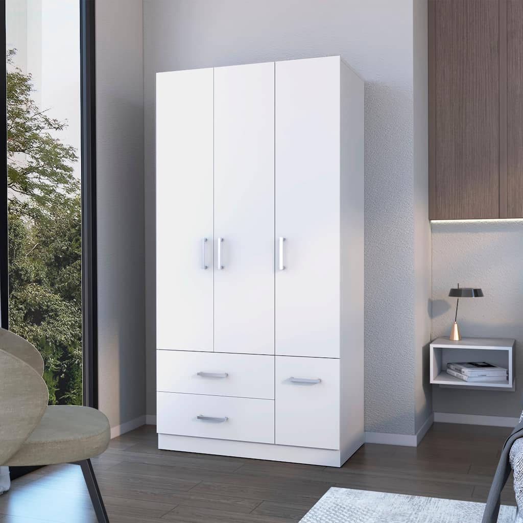 Douglas Armoire in melamine, two drawers, hanging rod - N/A