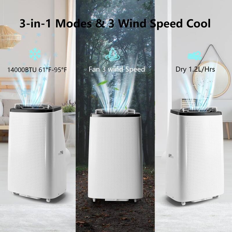 Air Conditioner,14000 BTU Portable Air Conditioner with Remote Control,Quiet AC Unit with Cool
