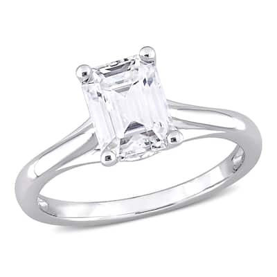 Miadora 1 3/4ct DEW Octagon-cut Moissanite Solitaire Engagement Ring in 10k White Gold