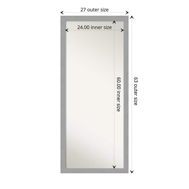 NonBeveled Wood Full Length Floor Leaner Mirror Brushed Nickel Frame