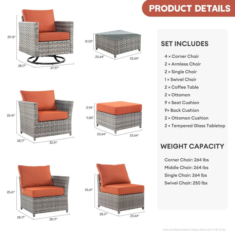 XIZZI 13-piece Outdoor Patio Furniture Conversation Set
