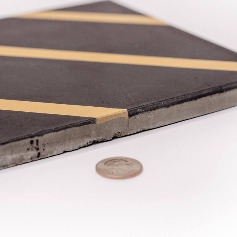 Rabat Handmade Cement Tile, 8''x8'', Black-Gold