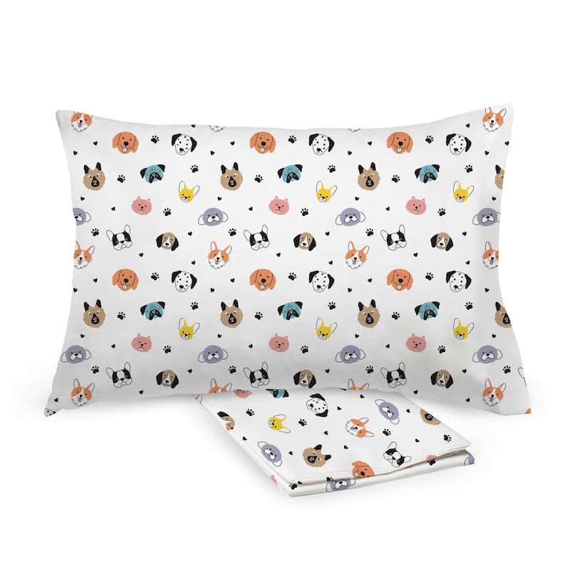 BreathableBaby Cotton Percale Pillowcase, For 13" x 18"/33 x 46 cm Toddler Pillow, Prints (2-Pack)