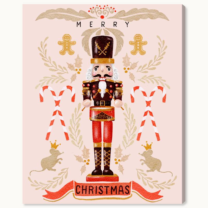 Wynwood Studio Canvas Holiday and Seasonal Merry Classic Stories Red Traditional Wall Art Canvas Print