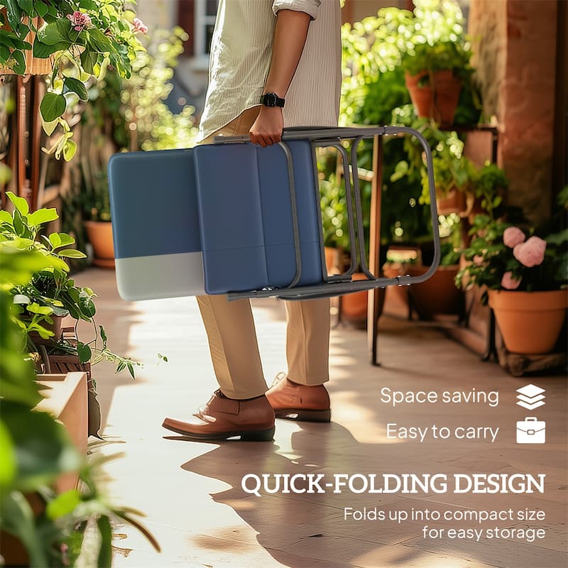 Set of Two Oversized Outdoor Rocking Chairs Steel Frame 600D Oxford Cloth and PP Cotton - 27.6" W x 42.9" D x 36.6" H