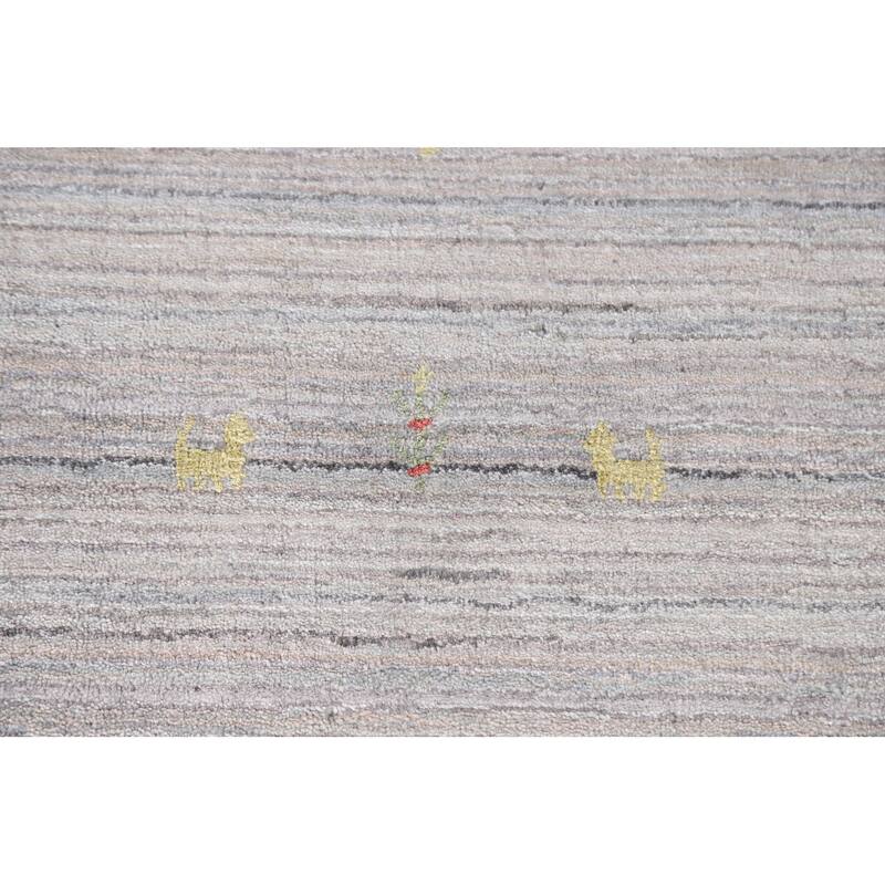 Striped Gabbeh Oriental Area Rug Handmade Wool Carpet - 8'9"x 11'9"