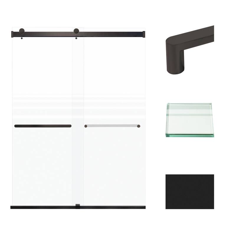 Transolid BRP608008F-R 80" High x 60" Wide Bypass Frameless Shower - Matte Black