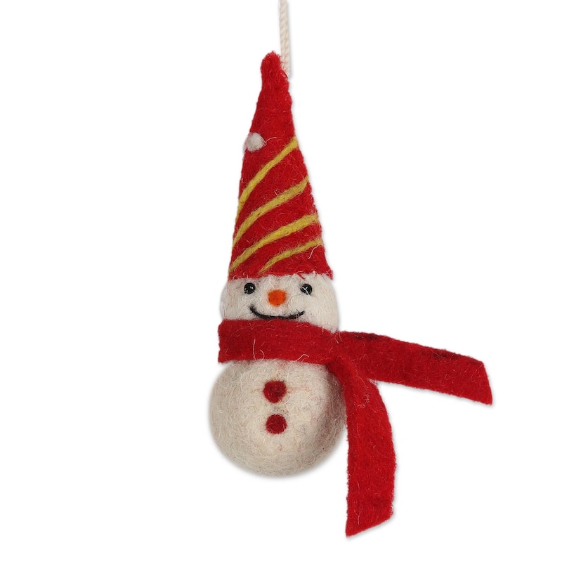 Novica Handmade Silly Snowmen Wool Felt Ornaments (Set Of 6)