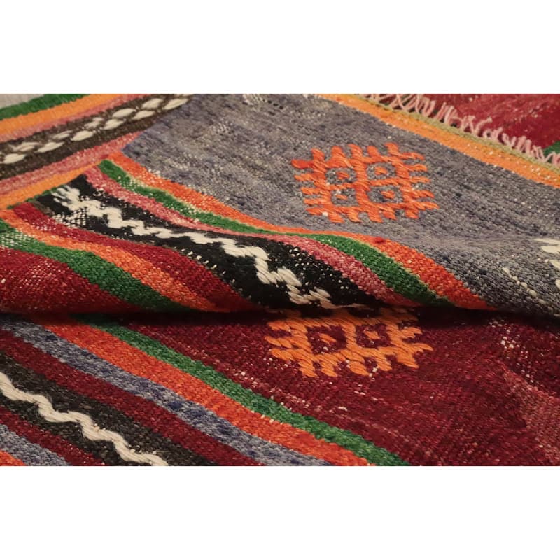 Hand Woven Oriental 100% Wool Carpet Southwestern Tribal Multi-Colored Kilim Area Rug - 8' 4'' X 5' 4''