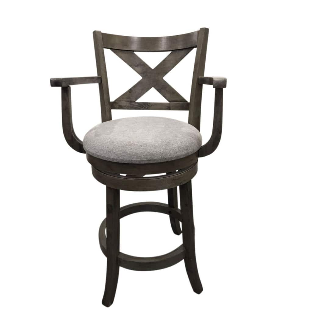 Essex Deluxe Swivel Barstool - Set of 2 - Gotham Grey - Grey Upholstery