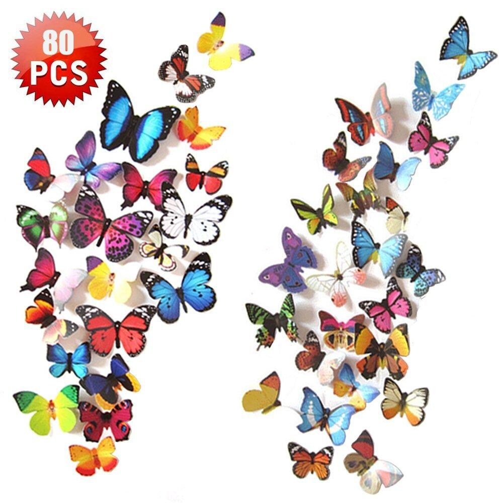 Gold Mirrored 3D Butterfly Peel and Stick Wall Decals 10 Piece