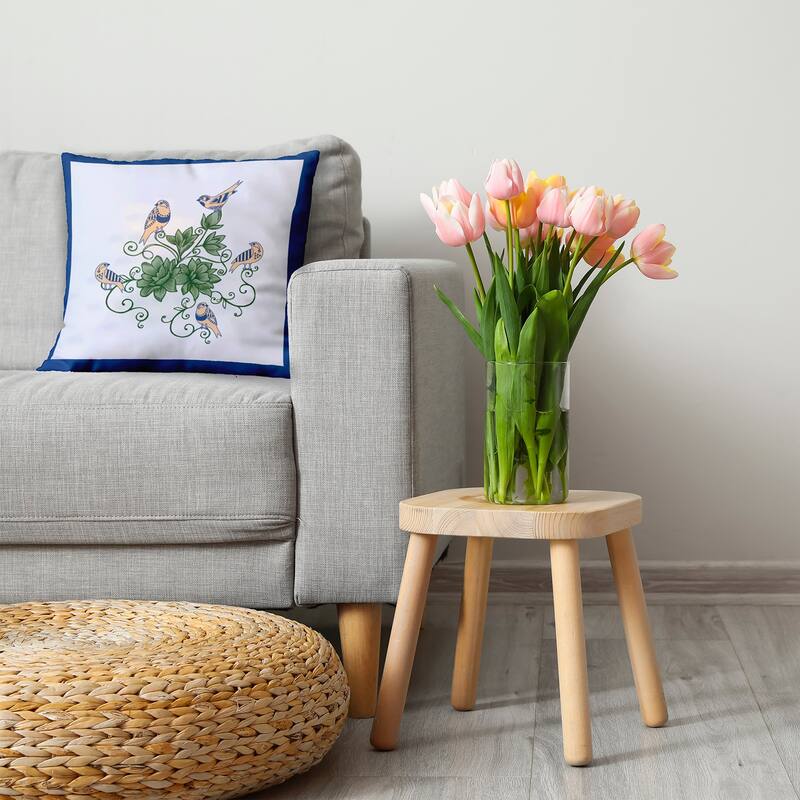 Birds And Flowers Decorative Throw Pillow