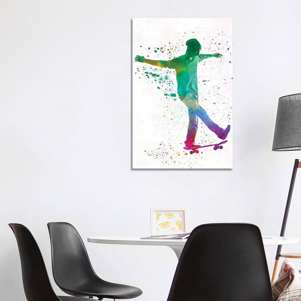 iCanvas "Skateboarder In Watercolor VII" by Paul Rommer Canvas Print