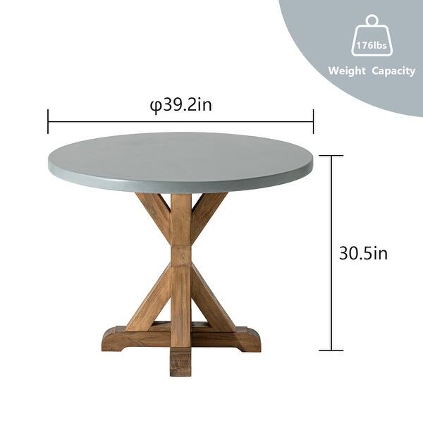 COSIEST Outdoor Round Dining Table with Pedestal Base - Bed Bath ...