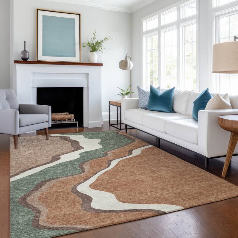 Machine Washable Indoor/ Outdoor Modern Valley Chantille Rug