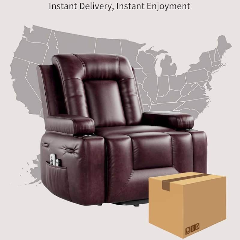 37.4" Heat and Massage Power Lift Recliner Chair with Cup Holder