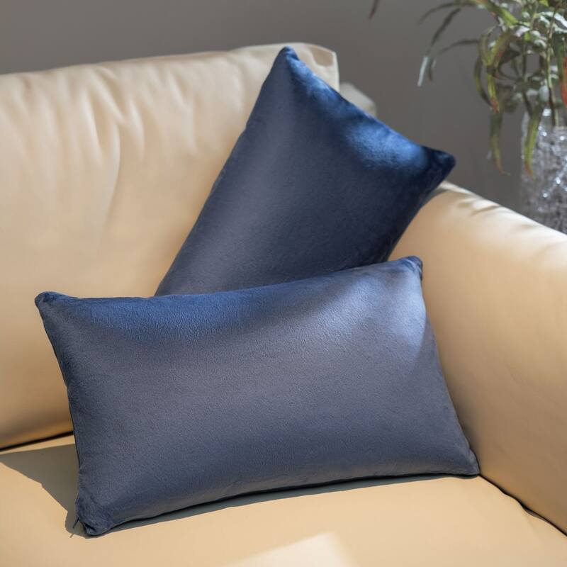 Cheer Collection Set of 2 Hollow Fiber Filled Couch Pillows - 12x20 - Navy
