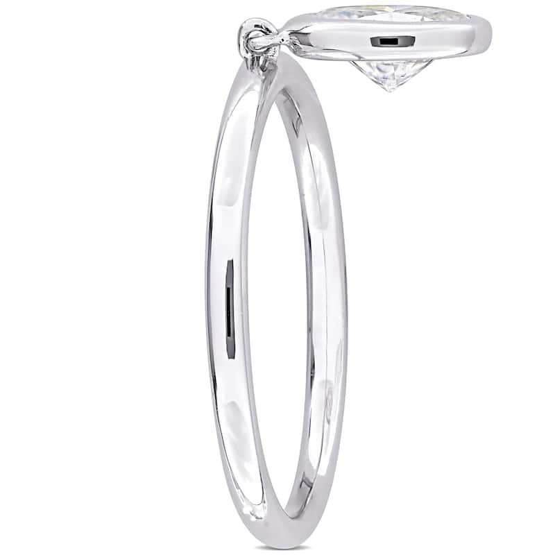 Miadora 1ct DEW Created Moissanite Drop Pendant Ring in Sterling Silver