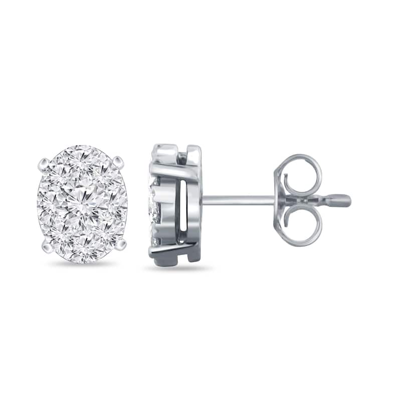 Auriya 14k Gold 5/8ctw Oval Pave Diamond Stud Earrings (H-I, I1-I2) - White