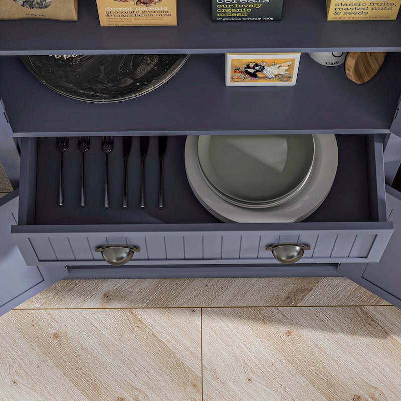 72" Kitchen Pantry Cabinet, Freestanding Tall Storage Cabinet, Traditional Kitchen Cabinet with 4 Doors