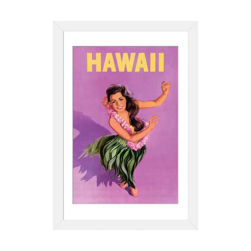 iCanvas "Hawaiian Hula Girl Vintage Travel Poster" by Piddix - White - 24x16x1