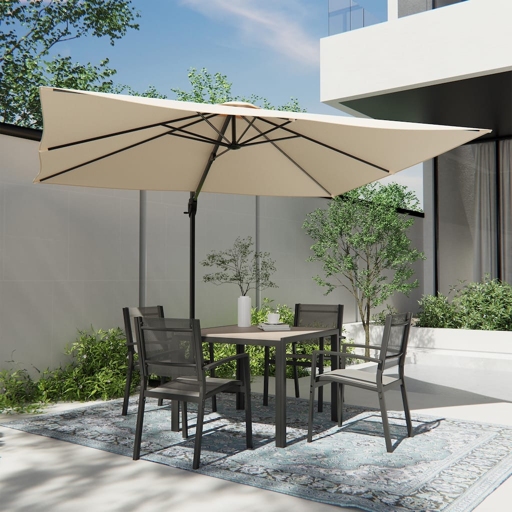 BONOSUKI 10x8FT Cantilever Patio Umbrella 360 Rotation and Canopy