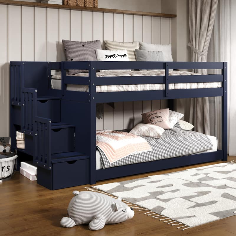 Taylor & Olive Trillium Twin Low Loft Bed with a Twin Under Bed