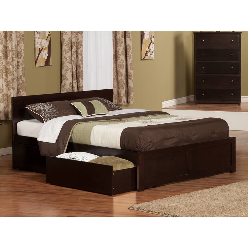 Platform Bed - Storage Drawers & Flat Panel Footboard - Modern Bedroom Furniture