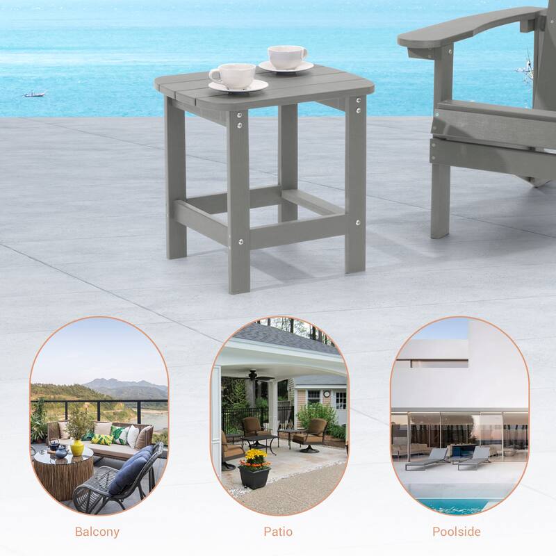 LIVOOSUN Patio Adirondack Plastic Wood Outdoor Side Table for Deck