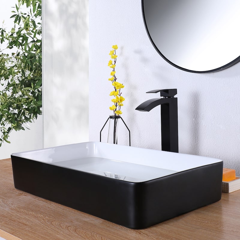 Rbrohant Single Handle Bathroom Vessel Sink Faucet, Waterfall Single Hole Basin Faucets
