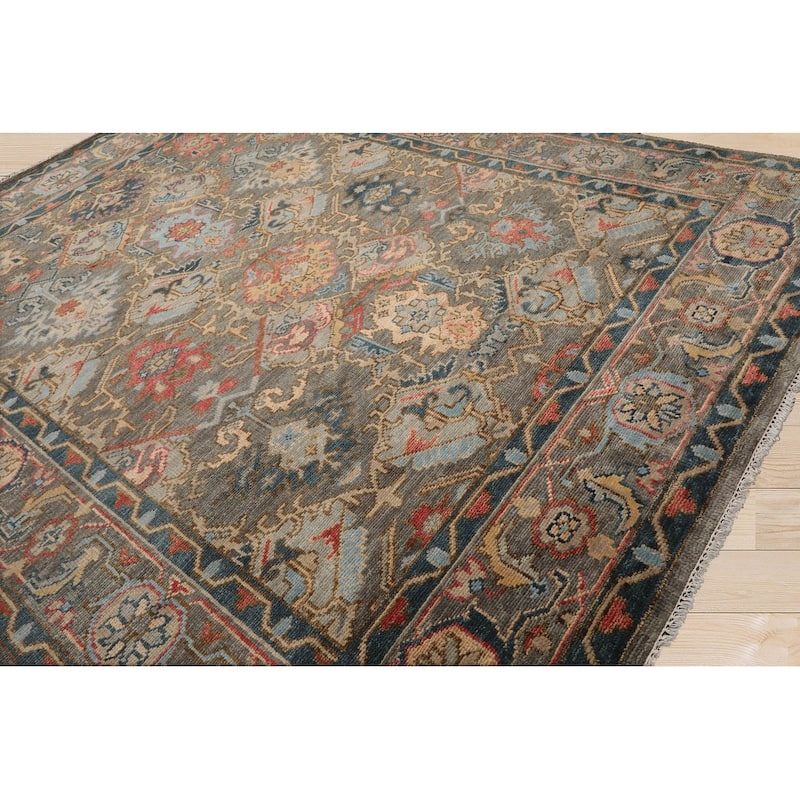 Hand Knotted Arts & Craft Mossy Gray Turkish Oushak 100% Wool Area Rug
