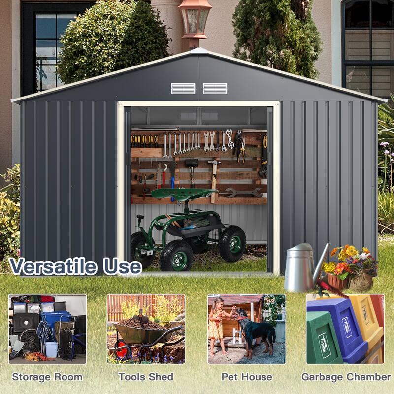 Gymax Outdoor Tool Storage Shed Large Utility Storage House w/ Sliding