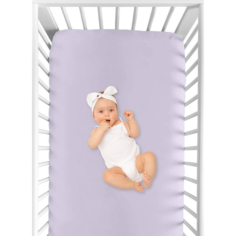 Solid Purple Girl Fitted Crib Sheet - Lavender Luxurious Elegant Princess Vintage Boho Shabby Chic Luxury Glam Rose Collection