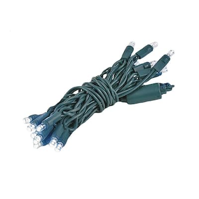 20 Light LED Christmas Mini Light, Warm White, Non-Connectable, Green Wire, 8.5’
