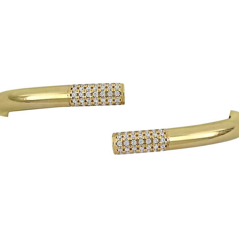 Miadora 3/4ct TGW Cubic Zirconia Open Bypass Tube Bangle in Yellow Plated Sterling Silver