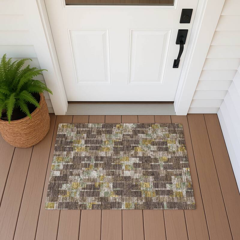 Machine Washable Indoor/ Outdoor Casual Carson Chantille Rug - Chocolate - 1'8" x 2'6"