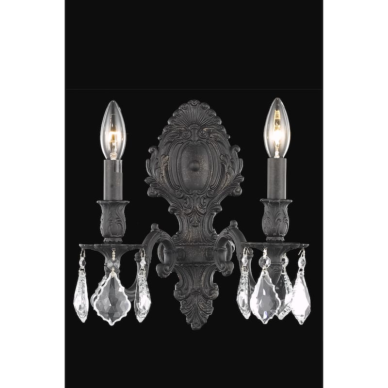 Fleur Illumination Collection Wall Sconce D:10in H:11.5in E:7.5in Lt:2 Dark Bronze Finish (Elegant Cut Crystals)